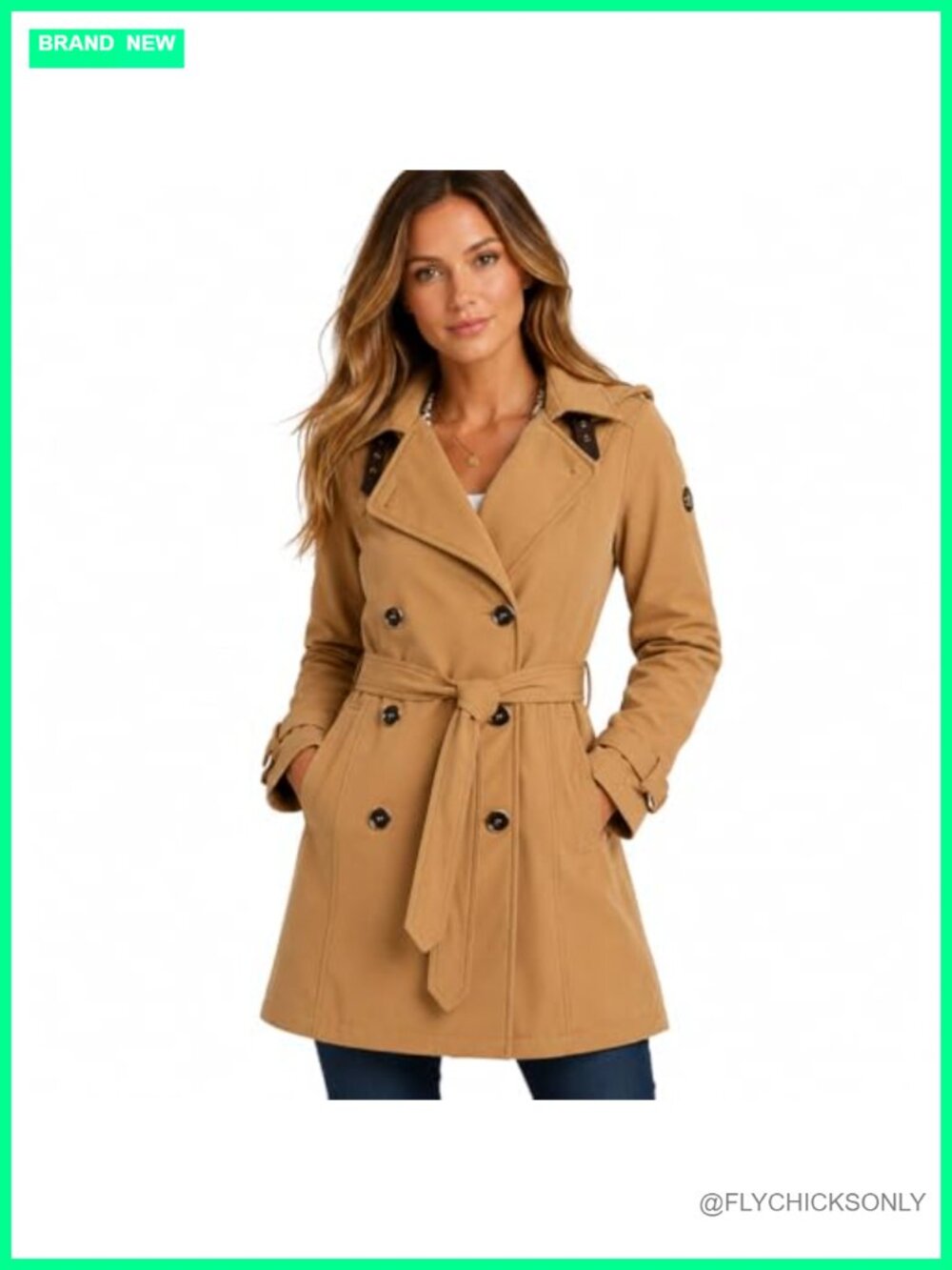 Womens Softshell Trench Coat Fleece Lined Hooded Belted Rain Jacket